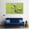 Tennis racket and balls on the court grass Multi panel canvas wall art