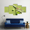 Tennis racket and balls on the court grass Multi panel canvas wall art