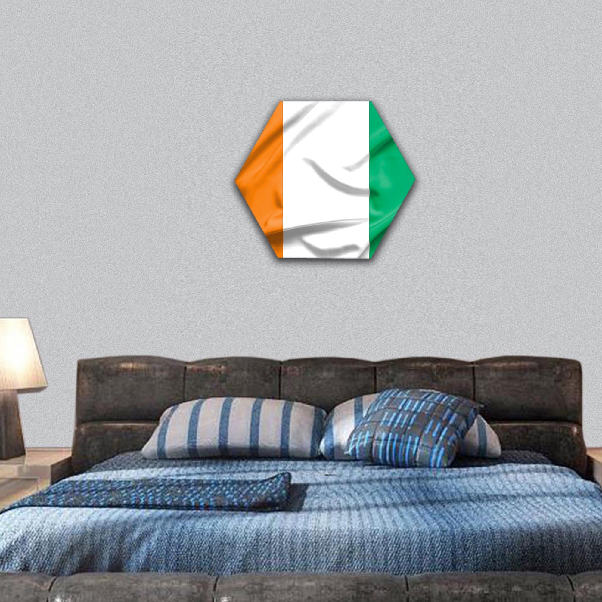 Ivory Coast flag on soft and smooth silk texture hexagonal canvas wall art