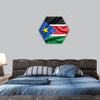 South Sudan flag on soft and smooth silk hexagonal canvas wall art