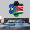 South Sudan flag on soft and smooth silk hexagonal canvas wall art