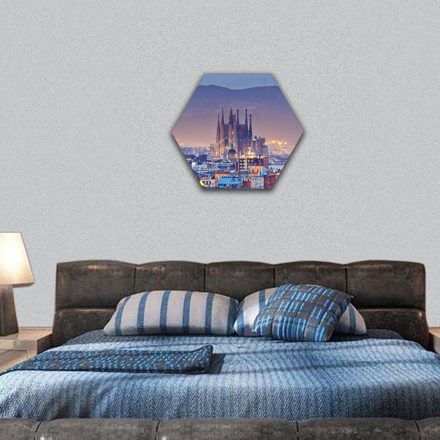 Barcelona in Spain hexagonal canvas wall art
