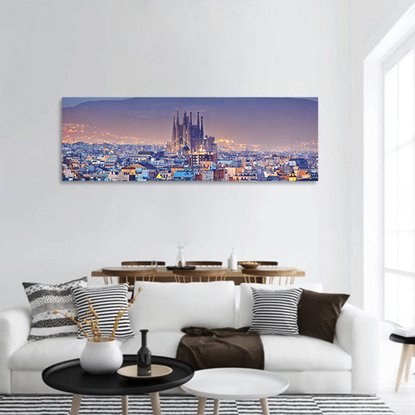 Barcelona in Spain panoramic canvas wall art