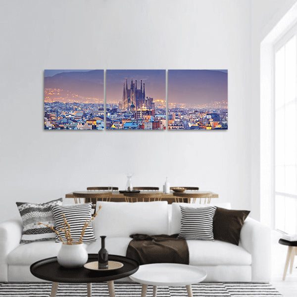 Barcelona in Spain panoramic canvas wall art
