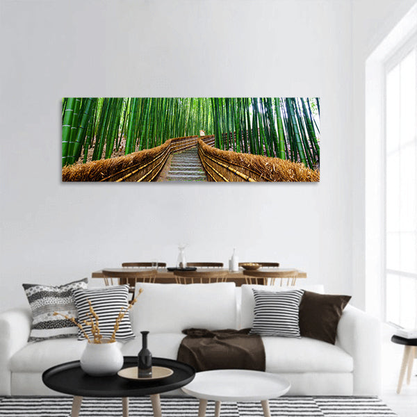 Path to bamboo forest panoramic canvas wall art
