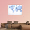 3D world map isolated on white with clipping path multi panel canvas wall art