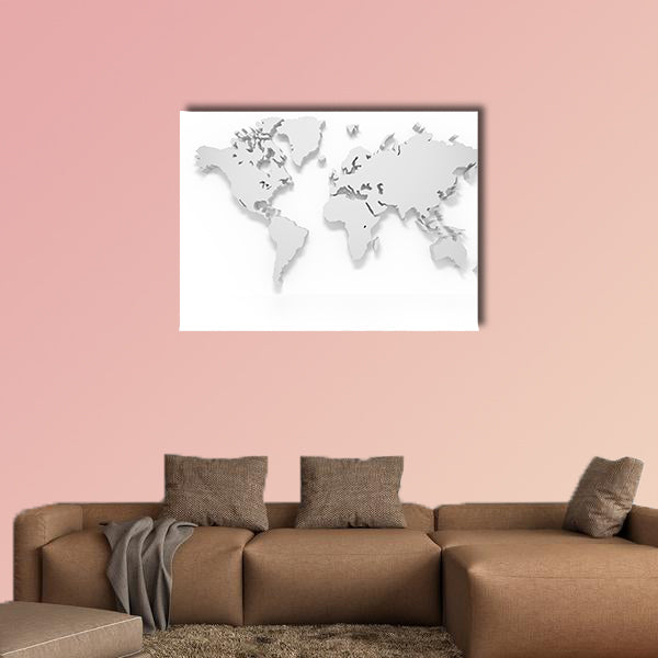3D world map isolated with clipping path multi panel canvas wall art