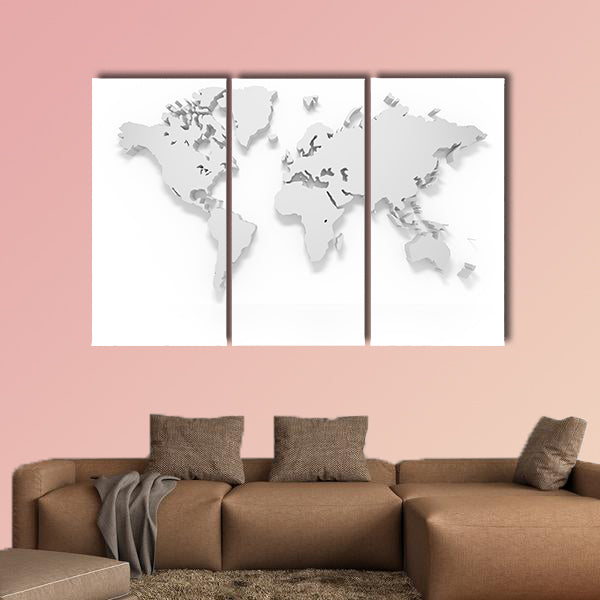 3D world map isolated with clipping path multi panel canvas wall art