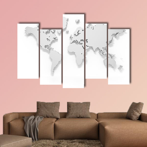 3D world map isolated with clipping path multi panel canvas wall art