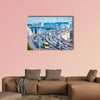 Heavy traffic close-up on bridge with graceful curve shape, canvas wall art