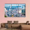 Heavy traffic close-up on bridge with graceful curve shape, canvas wall art