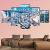 Heavy traffic close-up on bridge with graceful curve shape, canvas wall art