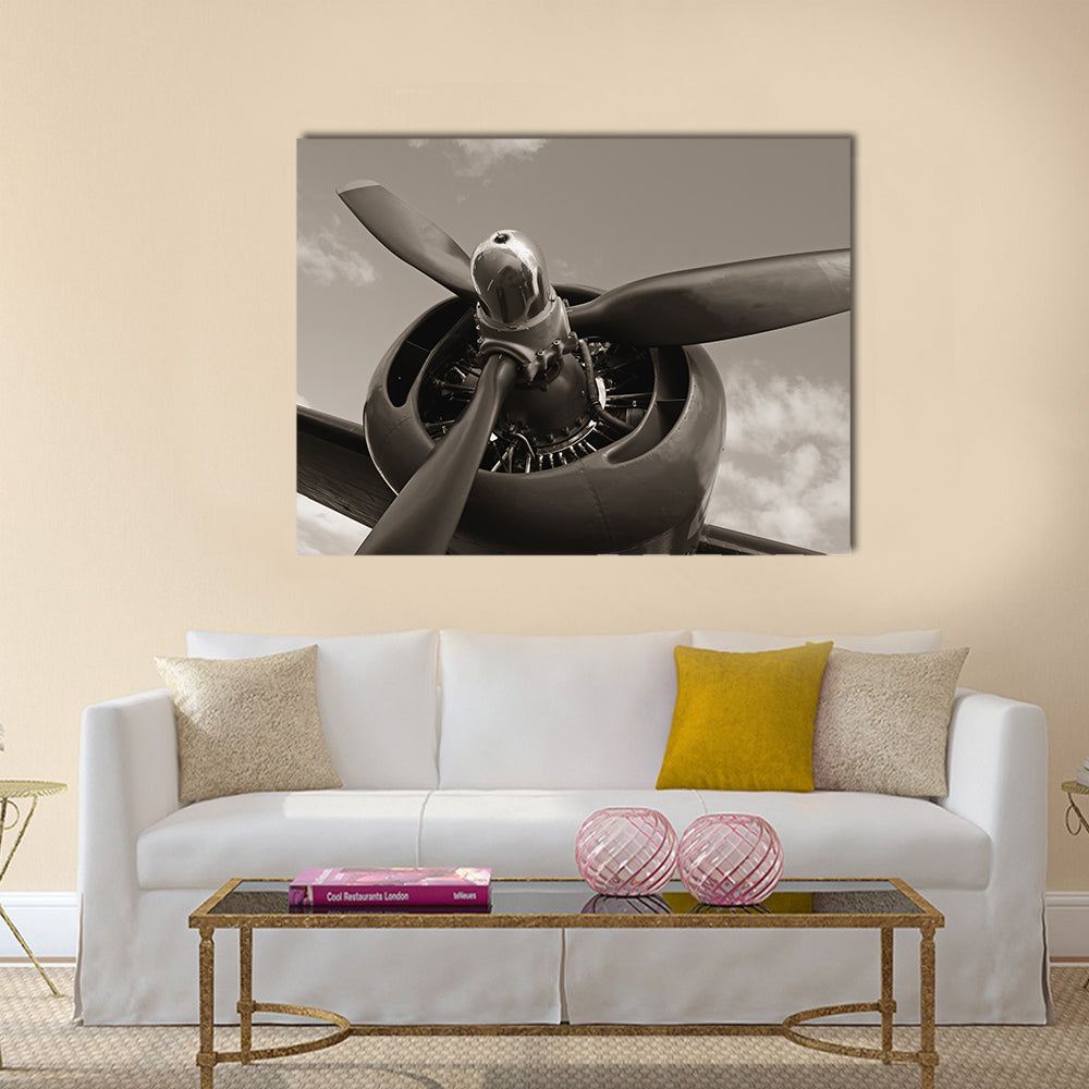 Old airplane propeller multi panel canvas wall art