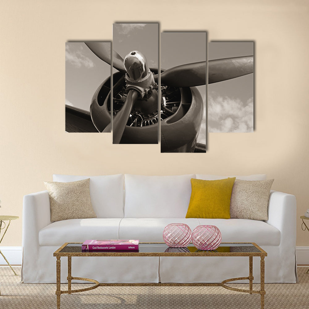 Old airplane propeller multi panel canvas wall art