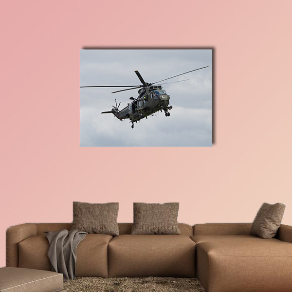Royal Navy Sea King helicopter flying at Yeovilton Air Day multi panel canvas wall