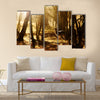 Beautiful young deer at sunset in the forest multi panel canvas wall art