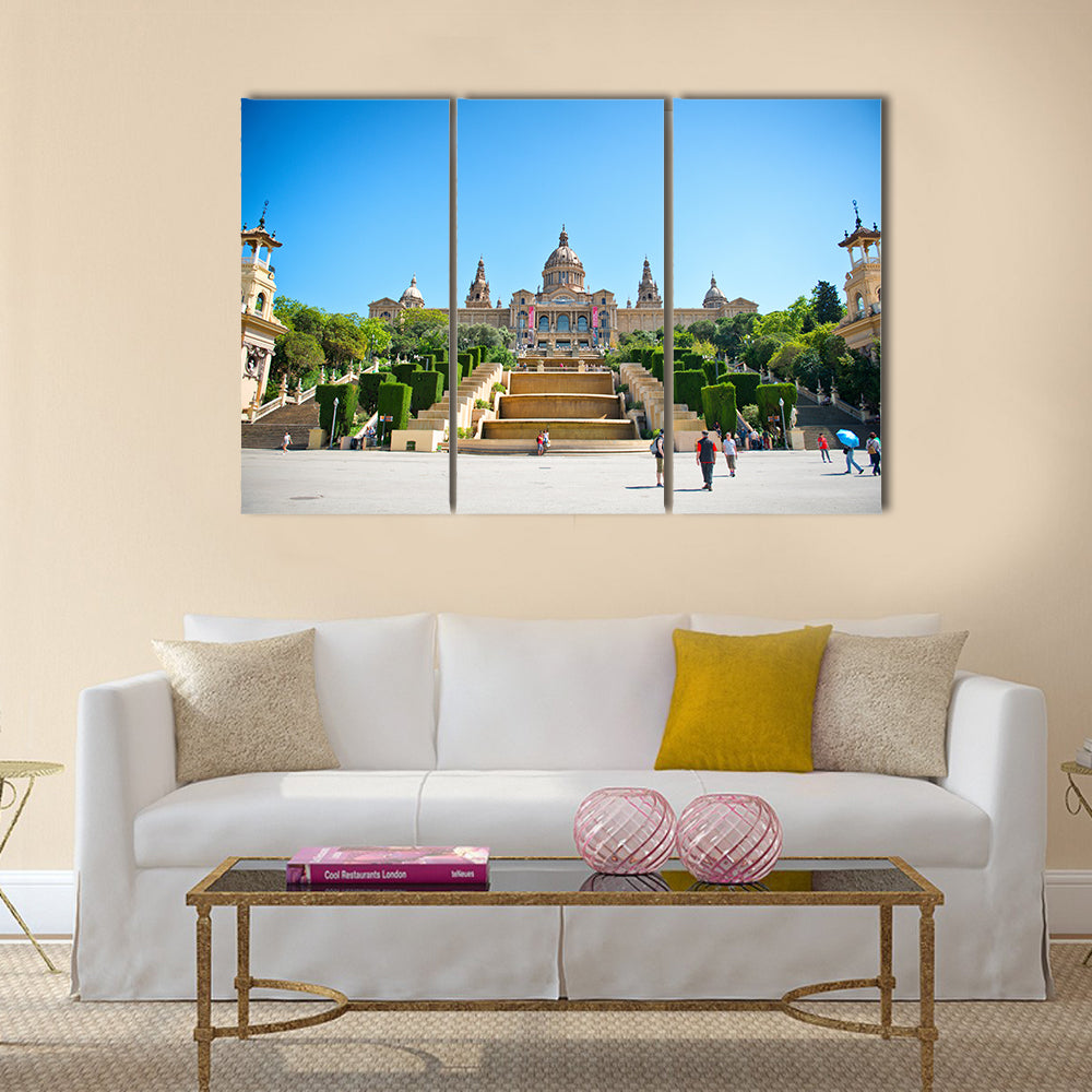 On Sunny Day with Clear Blue SkyExterior of Palau Nacional on Montjuic Hill in Barcelona, Spainmulti panel canvas wall art