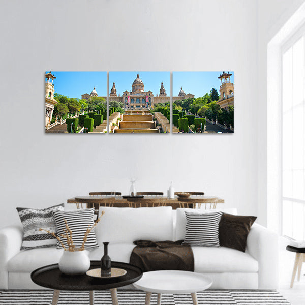Palau Nacional on Montjuic Hill in Barcelona, Spain Panoramic Canvas Wall Art