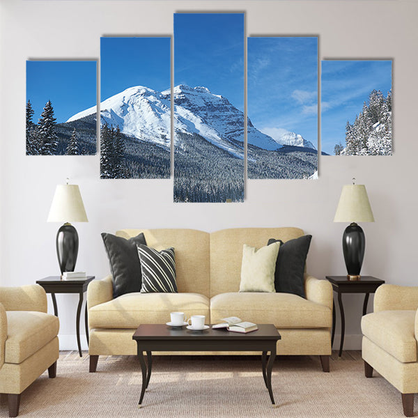 Empty open road at Banff Canada in winter multi panel canvas wall art