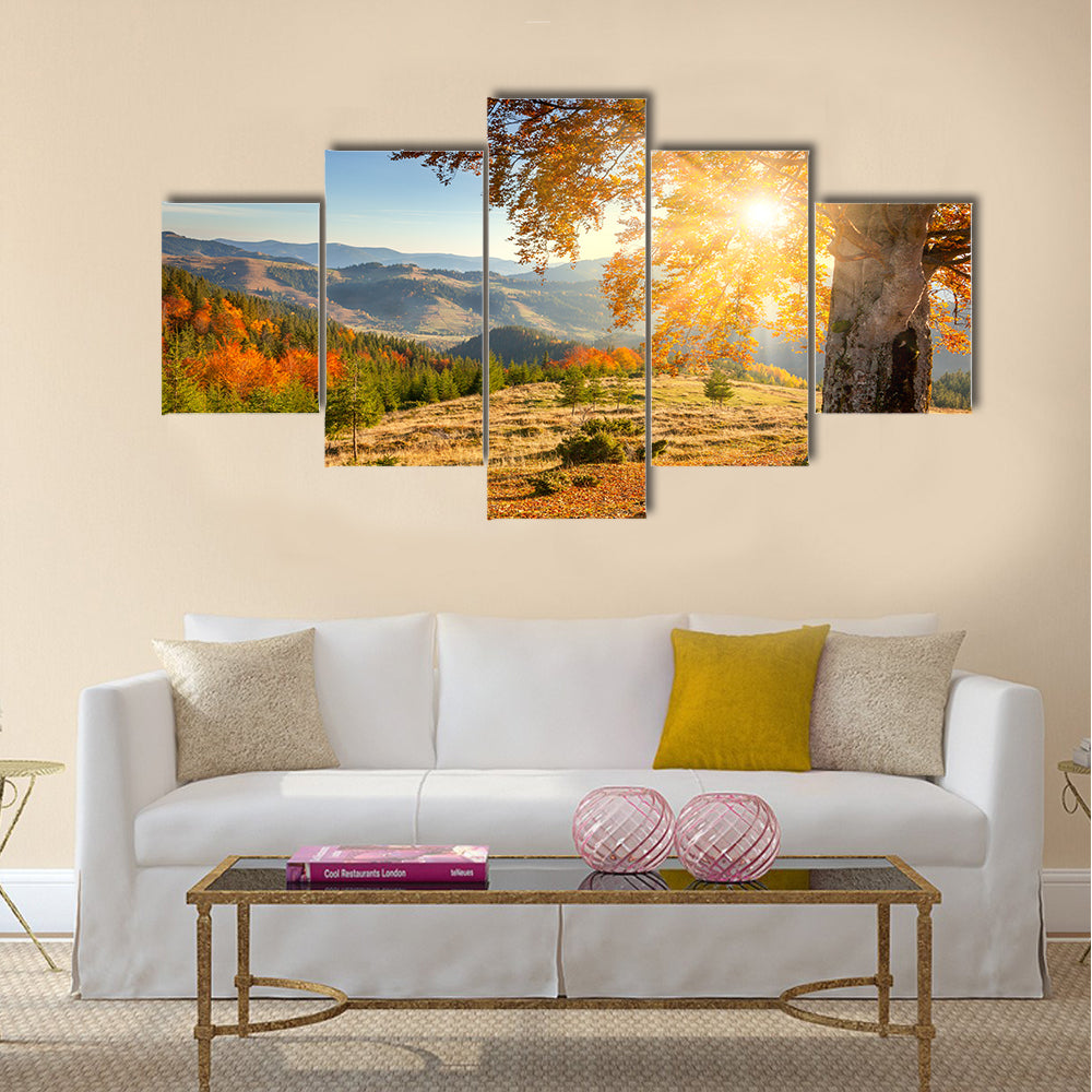 Early Morning Autumnal Landscape Multi panel canvas wall art