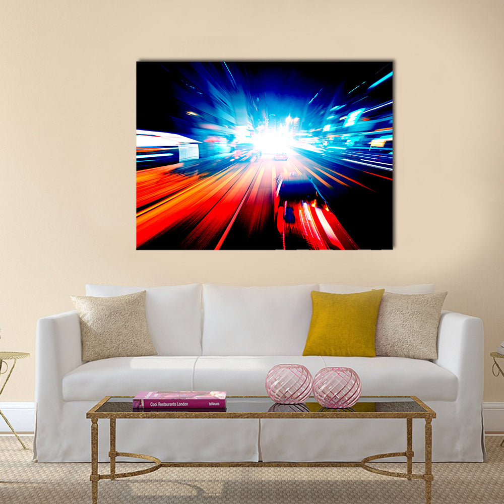 Night traffic Multi Panel Canvas Wall Art