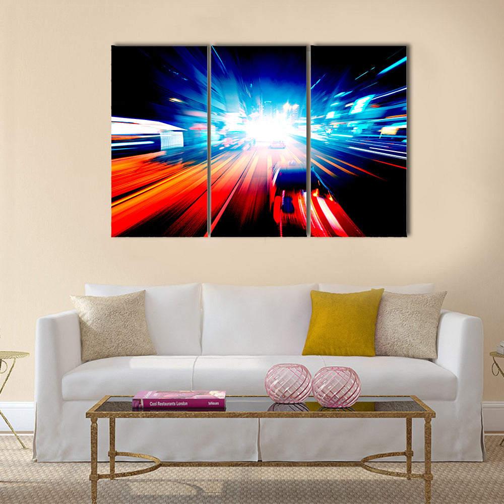 Night traffic Multi Panel Canvas Wall Art