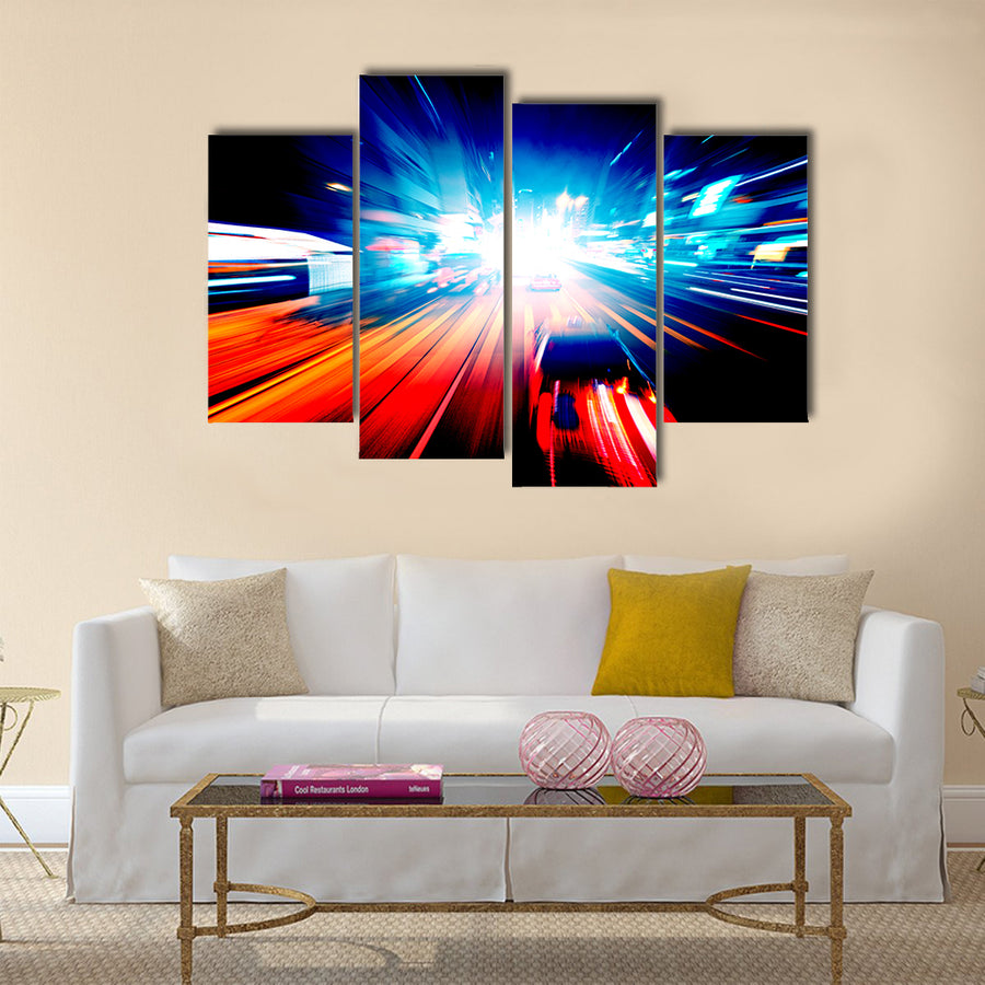 Night traffic Multi Panel Canvas Wall Art
