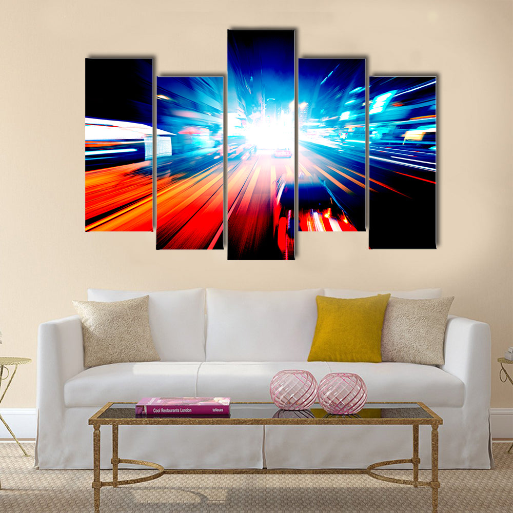 Night traffic Multi Panel Canvas Wall Art