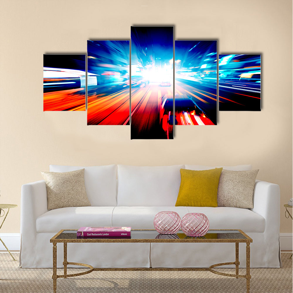 Night traffic Multi Panel Canvas Wall Art