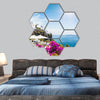 Beautiful landscape with sea , Santorini island hexagonal canvas wall art