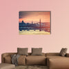 Evening view on Budapest from river to the bridge multi panel canvas wall art