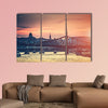 Evening view on Budapest from river to the bridge multi panel canvas wall art