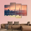 Evening view on Budapest from river to the bridge multi panel canvas wall art