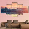 Evening view on Budapest from river to the bridge multi panel canvas wall art