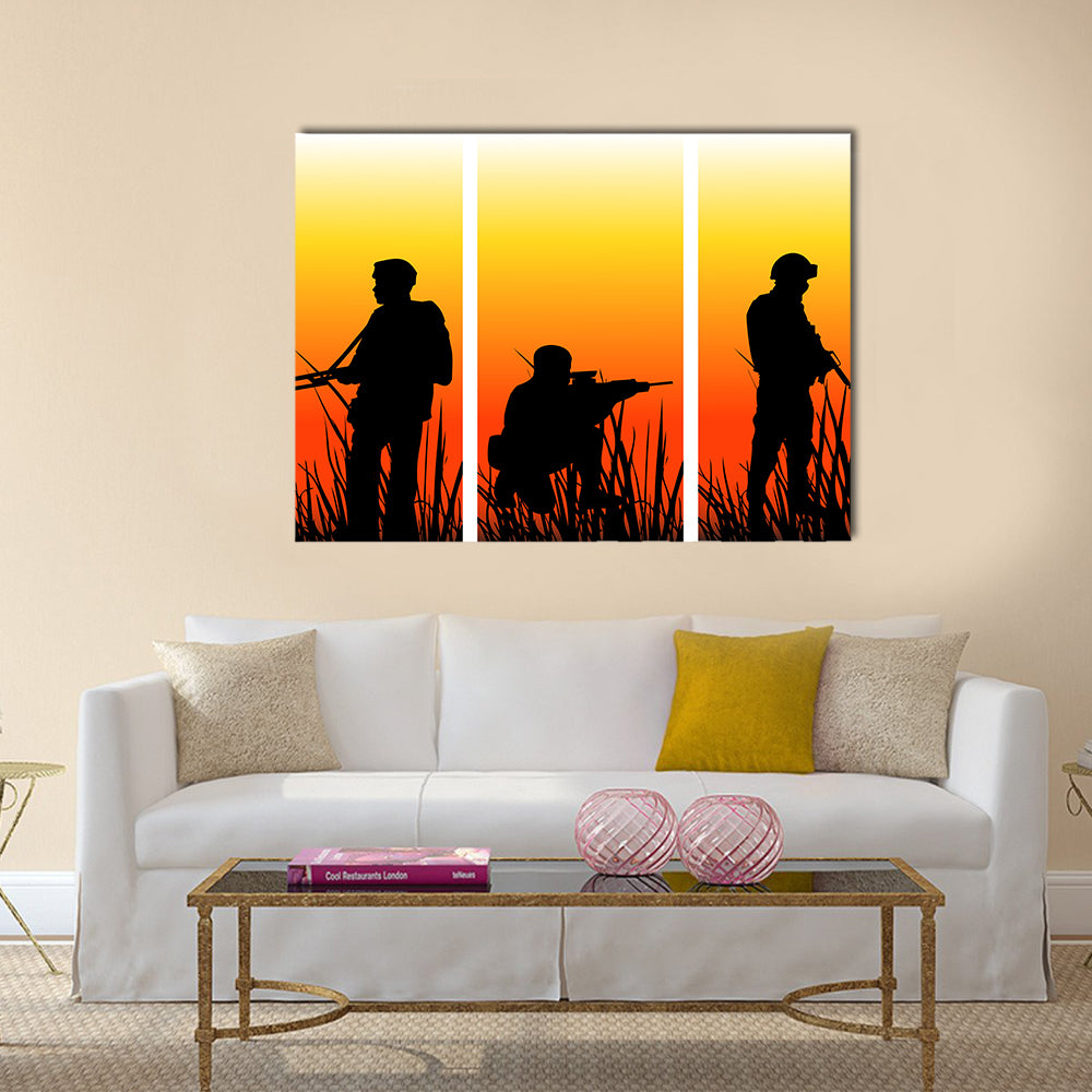 Soldiers Performing A Military Operation Multi Panel Canvas Wall Art