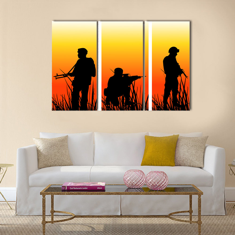 Soldiers Performing A Military Operation Multi Panel Canvas Wall Art