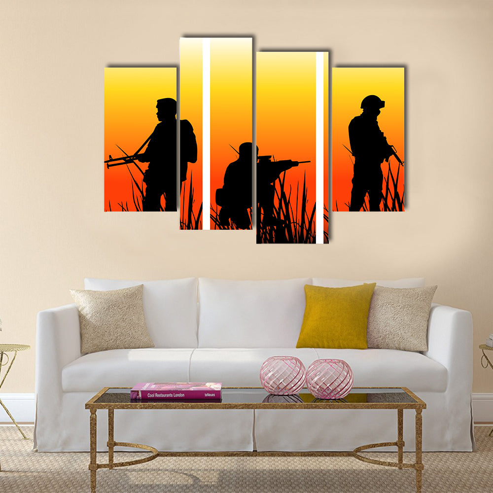 Soldiers Performing A Military Operation Multi Panel Canvas Wall Art