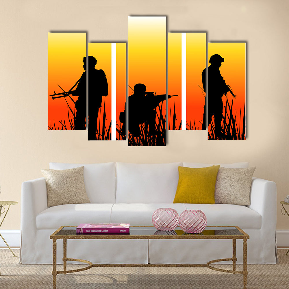 Soldiers Performing A Military Operation Multi Panel Canvas Wall Art