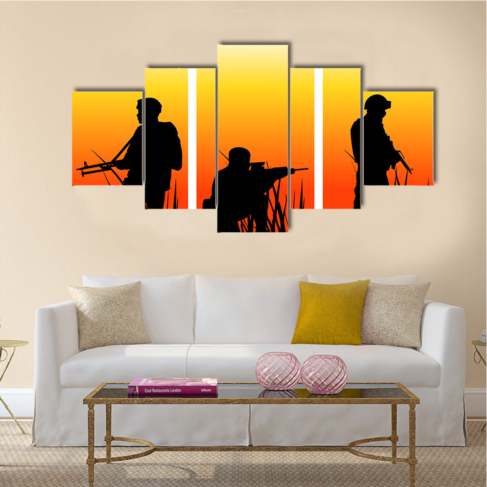 Soldiers Performing A Military Operation Multi Panel Canvas Wall Art
