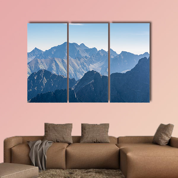Mountain peaks in the Tatra Mountains in the morning multi panel canvas wall art