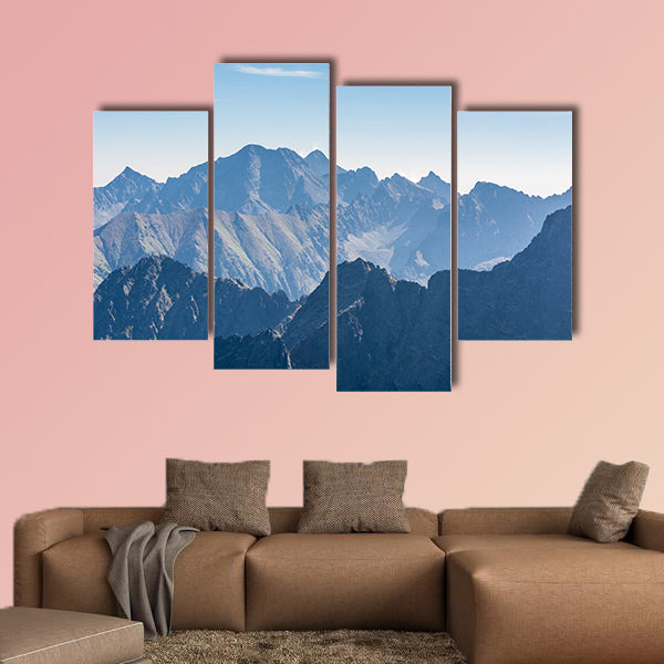 Mountain peaks in the Tatra Mountains in the morning multi panel canvas wall art