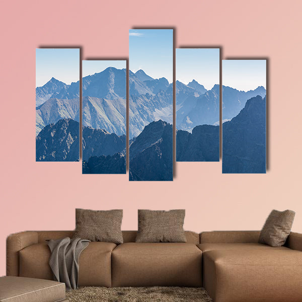 Mountain peaks in the Tatra Mountains in the morning multi panel canvas wall art