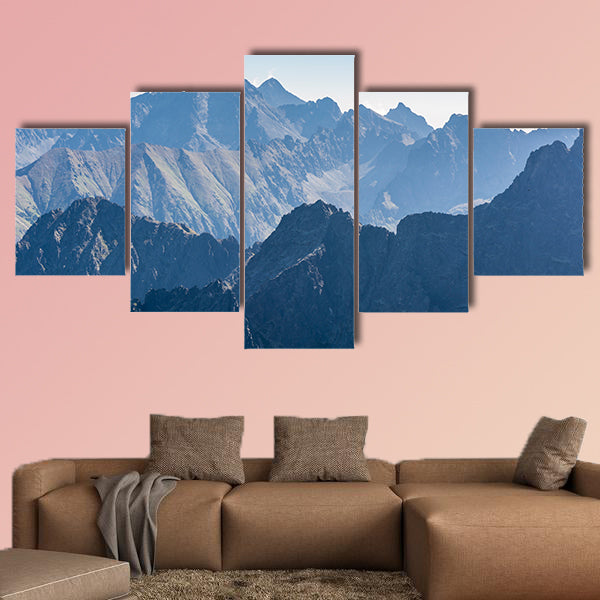 Mountain peaks in the Tatra Mountains in the morning multi panel canvas wall art