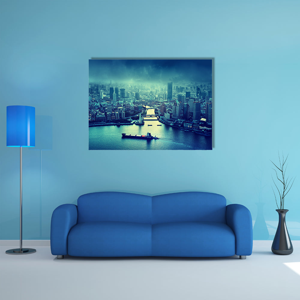 Skyline Of Shanghai At Sunset In China Multi Panel Canvas Wall Art
