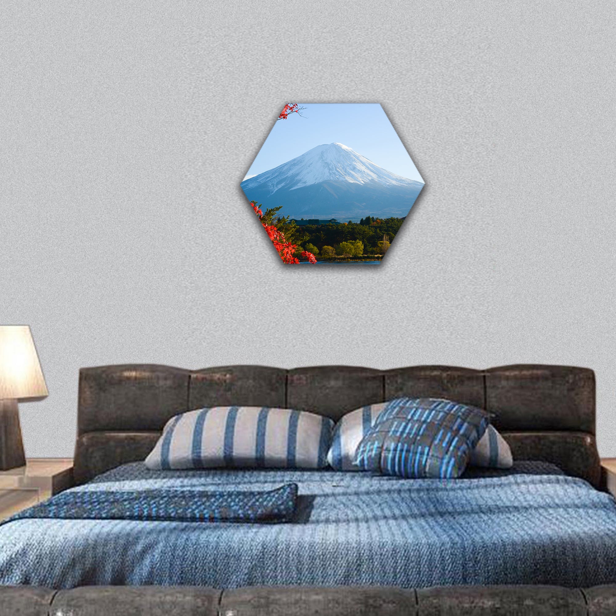 Mt.Fuji in autumn hexagonal canvas wall art