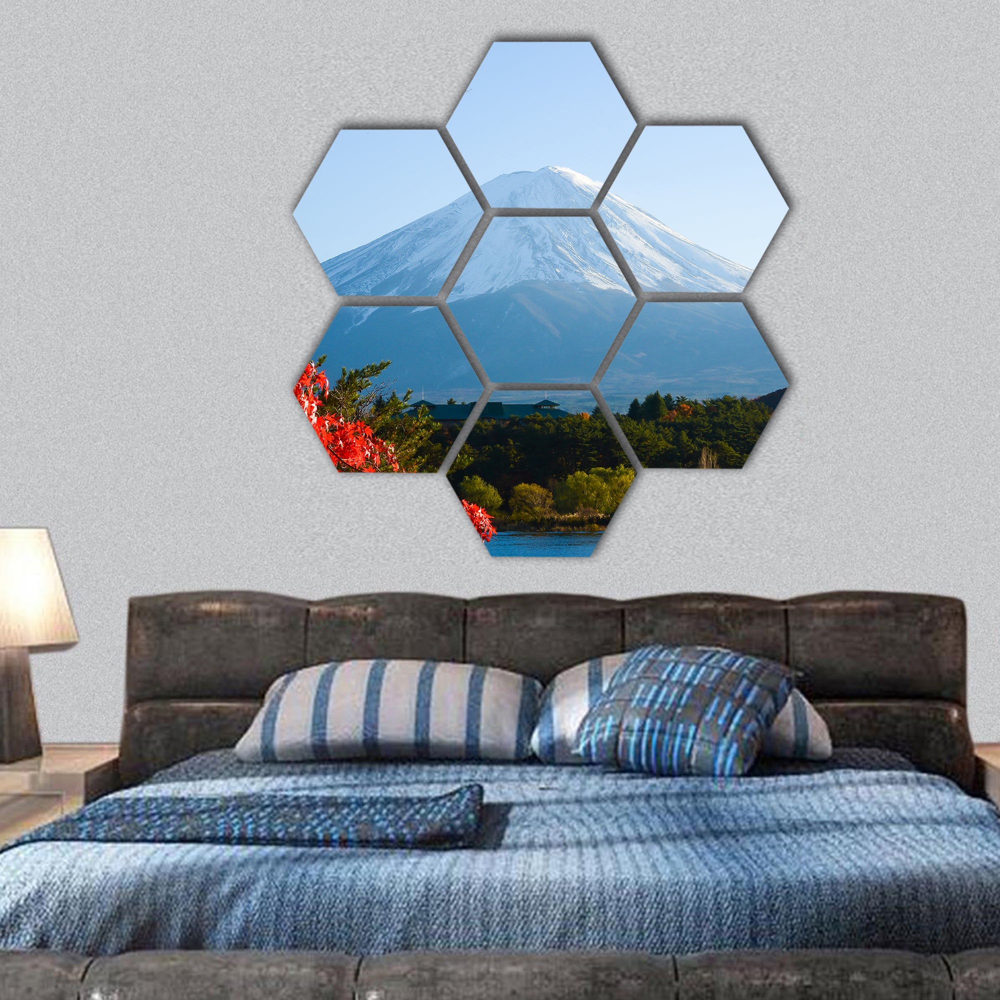 Mt.Fuji in autumn hexagonal canvas wall art