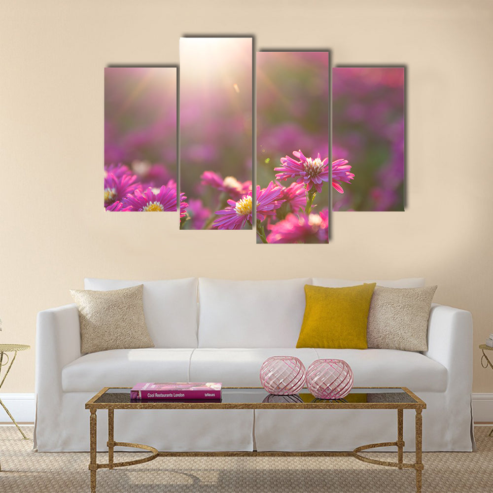 Pink Daisy Multi Panel Canvas Wall Art