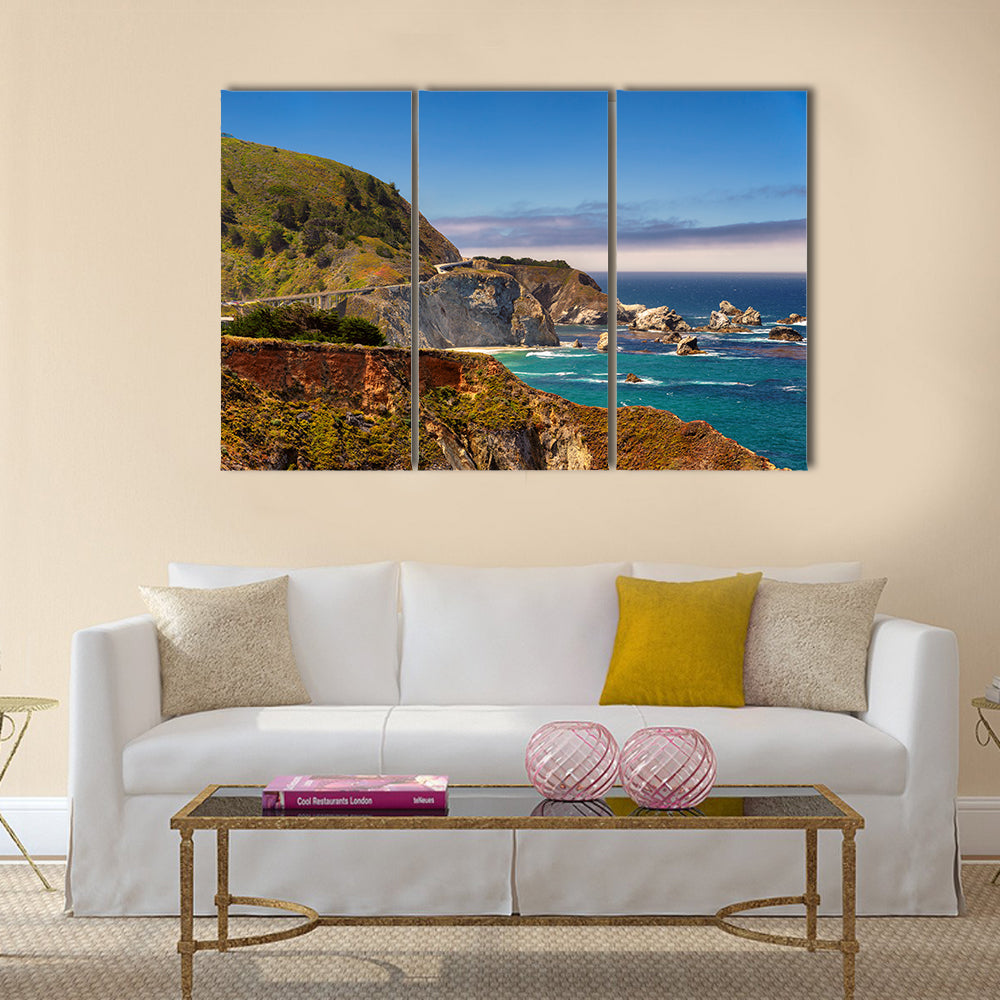 American road, Pacific Coast Highway One in California, Big Sur Multi Panel Canvas Wall Art