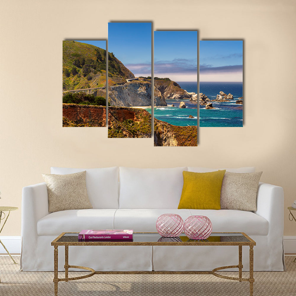 American road, Pacific Coast Highway One in California, Big Sur Multi Panel Canvas Wall Art