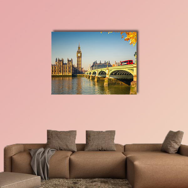 Big Ben and Westminster bridge in London multi panel canvas wall art